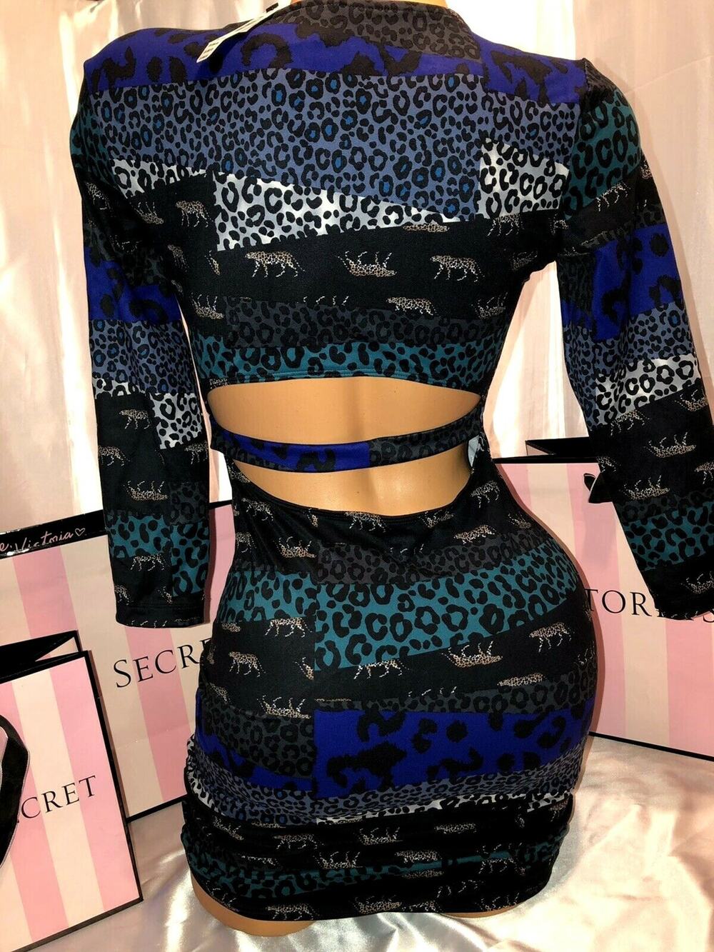 Victorias Secret Victoria Sort Dress Open Back Exotic Print Large Super Sexy